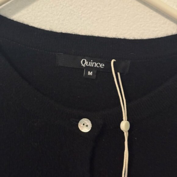 NWT Quince Women's Classic Full Button Black Cardigan, Size M - Picture 2 of 5